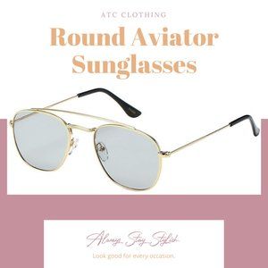 Round Aviator Sunglasses Gold Frame Gray lens